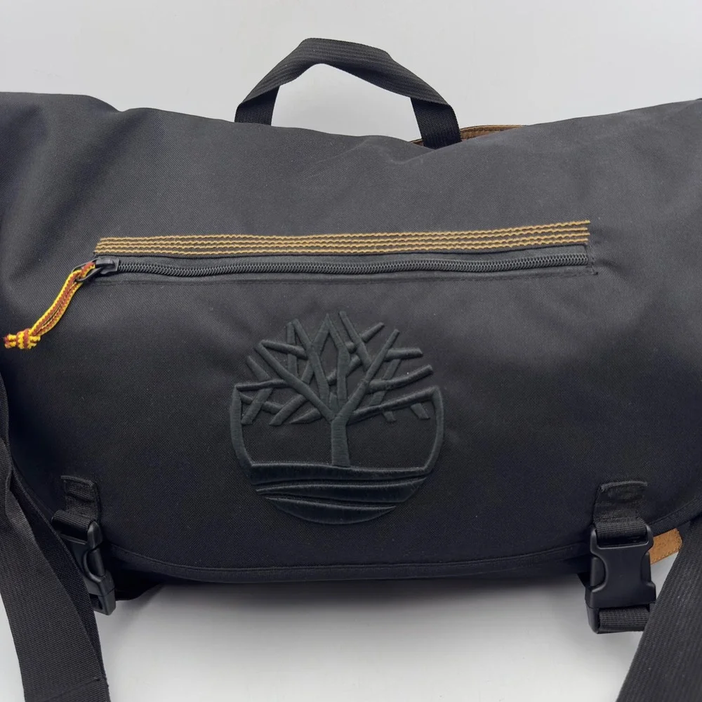 Timberland Messenger Bag Black Crossbody Y2K OS Laptop Commuter Travel Rugged